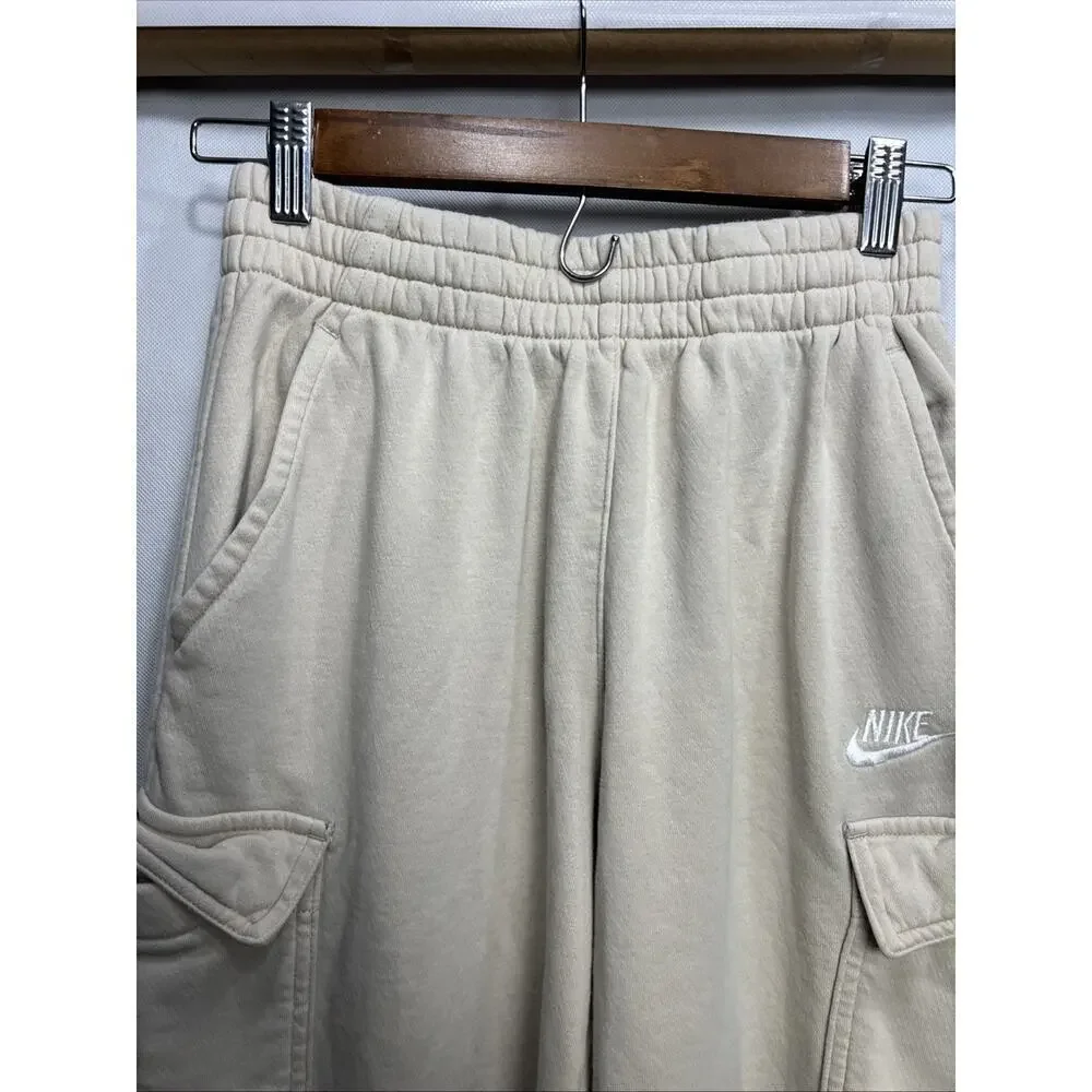 Nike Kids Cargo Jogger Sweatpants Tan Beige Fleece Logo Size L